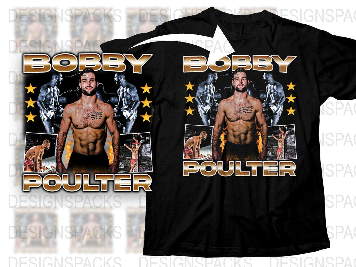 Custom Bobby Poulter Fighter Graphic T-Shirt, MMA Sports Tee, Men's Athletic Star Design Shirt