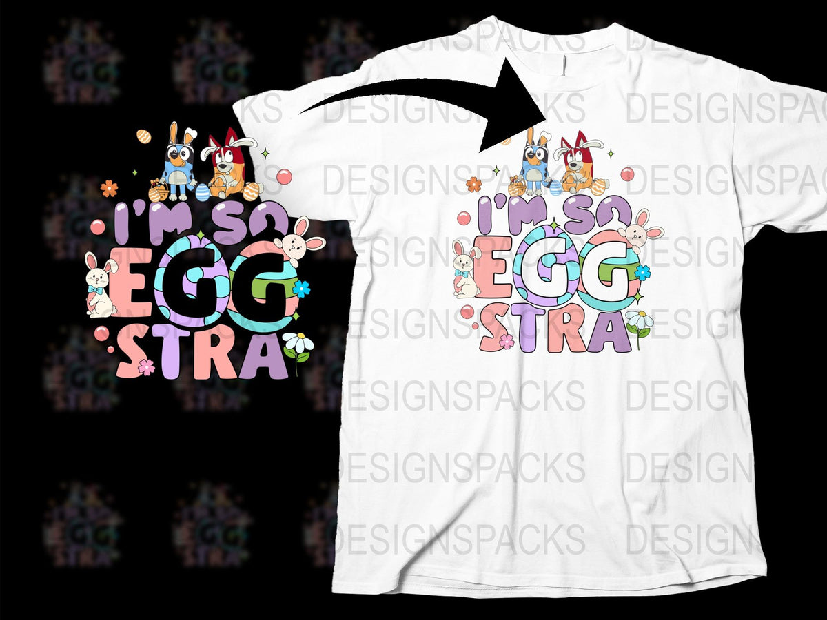 Easter Bunny Cartoon T-Shirt, Cute 'I'm So Egg'stra' Graphic Tee, Spring Holiday Family Apparel
