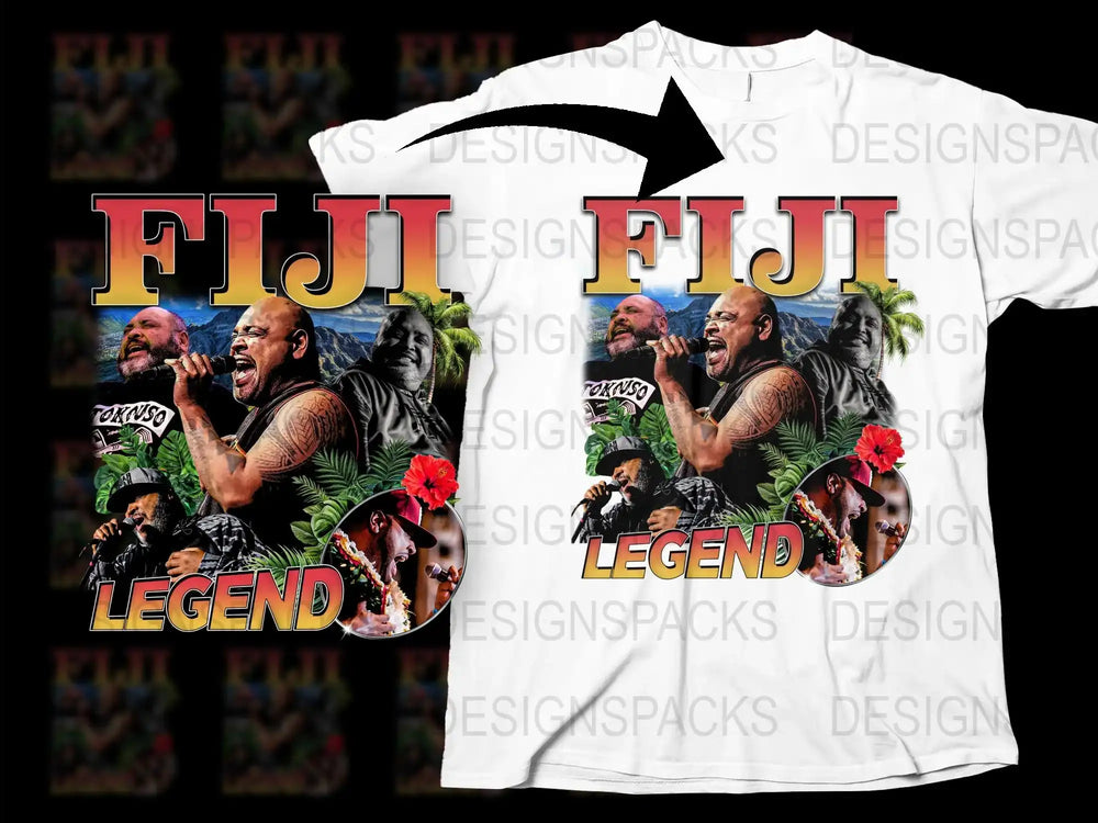 Fiji Legend Graphic T-Shirt, Tropical Design, Vibrant Men's Fashion, Polynesian Warrior, Cultural Apparel