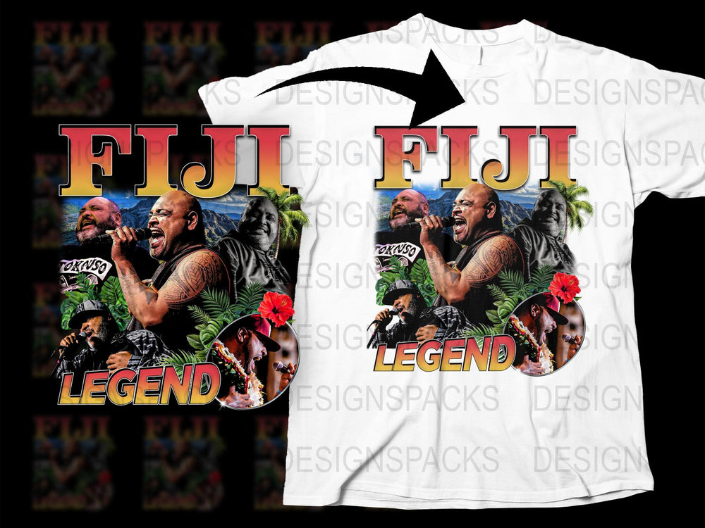 Fiji Legend Graphic T-Shirt, Tropical Design, Vibrant Men's Fashion, Polynesian Warrior, Cultural Apparel