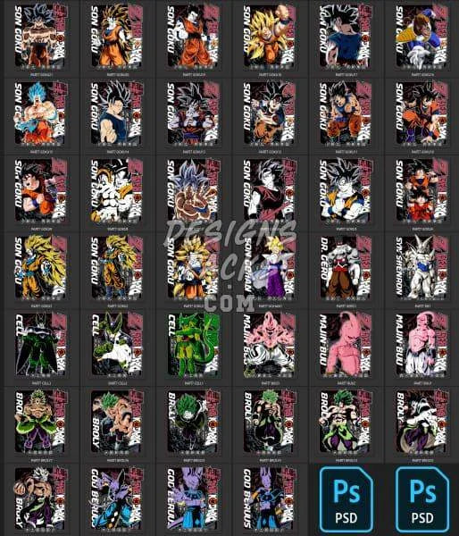 75 Dragon Ball Designs Bundle PNG PSD