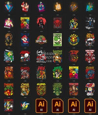 Load image into Gallery viewer, 75 Retro Gaming Mixed Designs Bundle PNG AI
