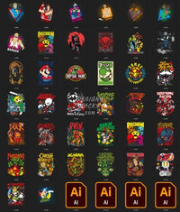 Load image into Gallery viewer, 75 Retro Gaming Mixed Designs Bundle PNG AI designspacks
