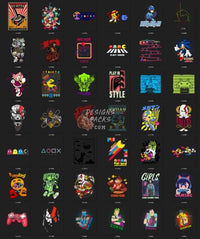 Load image into Gallery viewer, 75 Retro Gaming Mixed Designs Bundle PNG AI designspacks
