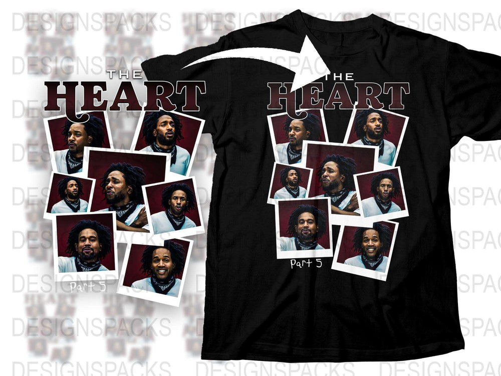 Trendy Graphic T-Shirt with Repeating Bob Marley Pattern, The Heart Quote, Unisex Fit