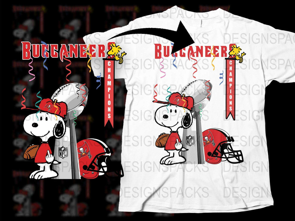 Snoopy Buccaneer Football Champion T-Shirt, Unisex Cartoon Graphic Tee, NFL Fan Apparel