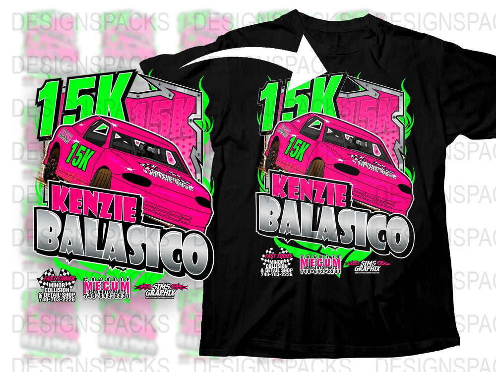 Kenzie Balasico Racing T-Shirt, Neon Pink Graphic Car, Motorsport Apparel, Unisex Fit