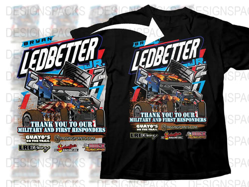 Racing T-Shirt Ledbetter Jr Design, Motorsport Tee, Military Appreciation, First Responders Tribute, Graphic Shirt for Fans
