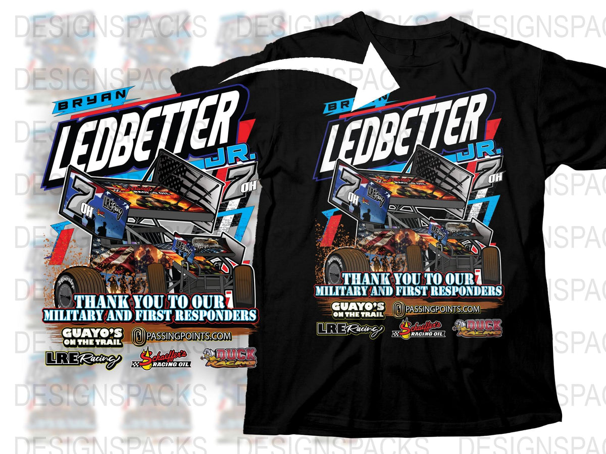 Racing T-Shirt Ledbetter Jr Design, Motorsport Tee, Military Appreciation, First Responders Tribute, Graphic Shirt for Fans