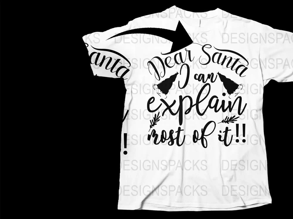 Funny Christmas T-Shirt, Dear Santa I Can Explain, Holiday Gift Idea, Festive Winter Tee, Graphic Shirt with Quote