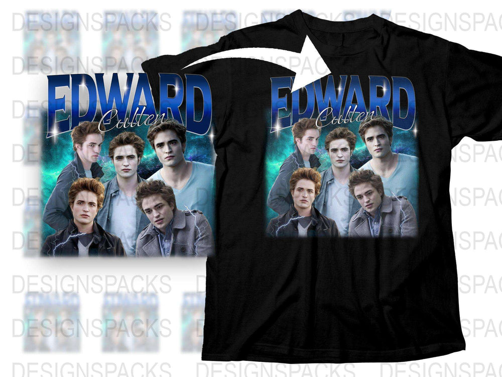 Edward Cullen Twilight Saga Fan T-Shirt, Vampire Movie Inspired Graphic Tee, Unisex Black Shirt