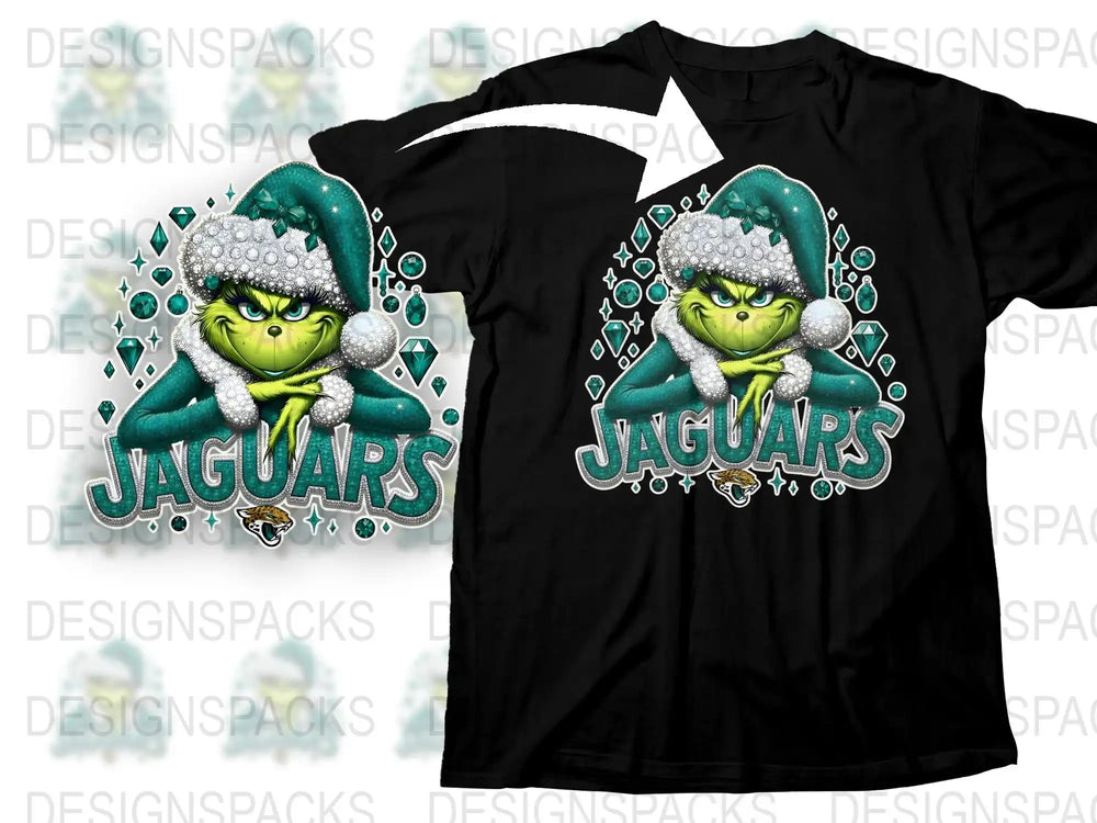 Grinch Jaguars Themed T-Shirt, Christmas Sports Fan Gift, Festive Holiday Apparel, Unisex Adult Sizes
