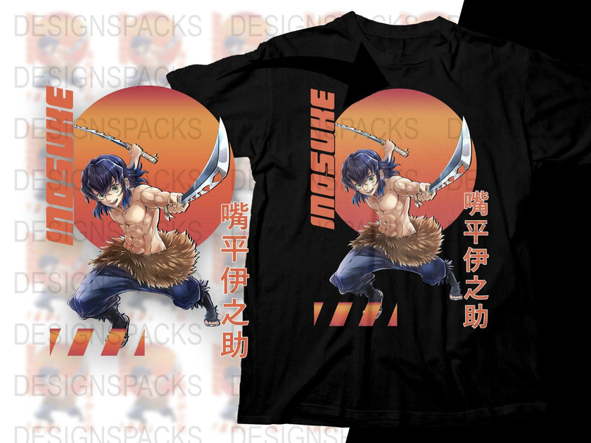 Demon Slayer Inosuke Fighting Pose Graphic Png Digital Download