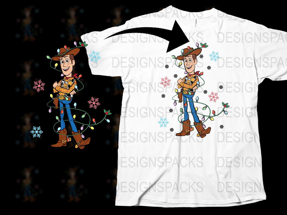 Woody Toy Story Christmas T-Shirt, Festive Holiday Kids Tee, Cartoon Character Apparel, Disney Pixar Gift Ideas for Children and Fans