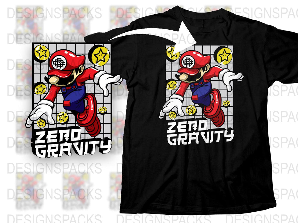 Zero Gravity Astronaut T-Shirt, Sci-Fi Space Theme Graphic Tee, Unisex Cartoon Style Apparel