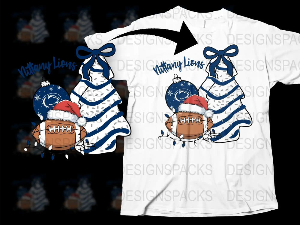 Nittany Lions Winter T-Shirt, Christmas Snowman Football Graphic Tee, Holiday Sports Fan Gift Idea