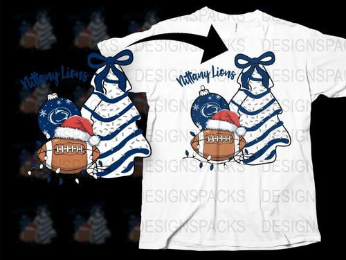 Nittany Lions Winter T-Shirt, Christmas Snowman Football Graphic Tee, Holiday Sports Fan Gift Idea