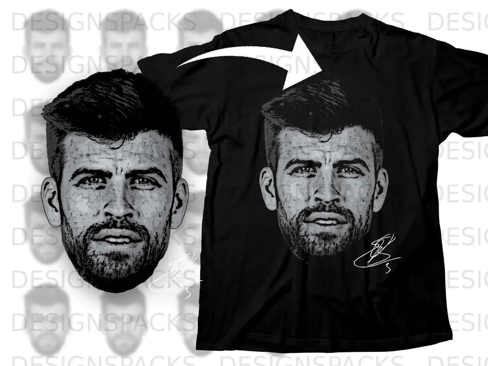 Black T-shirt with Large Face Graphic Design
