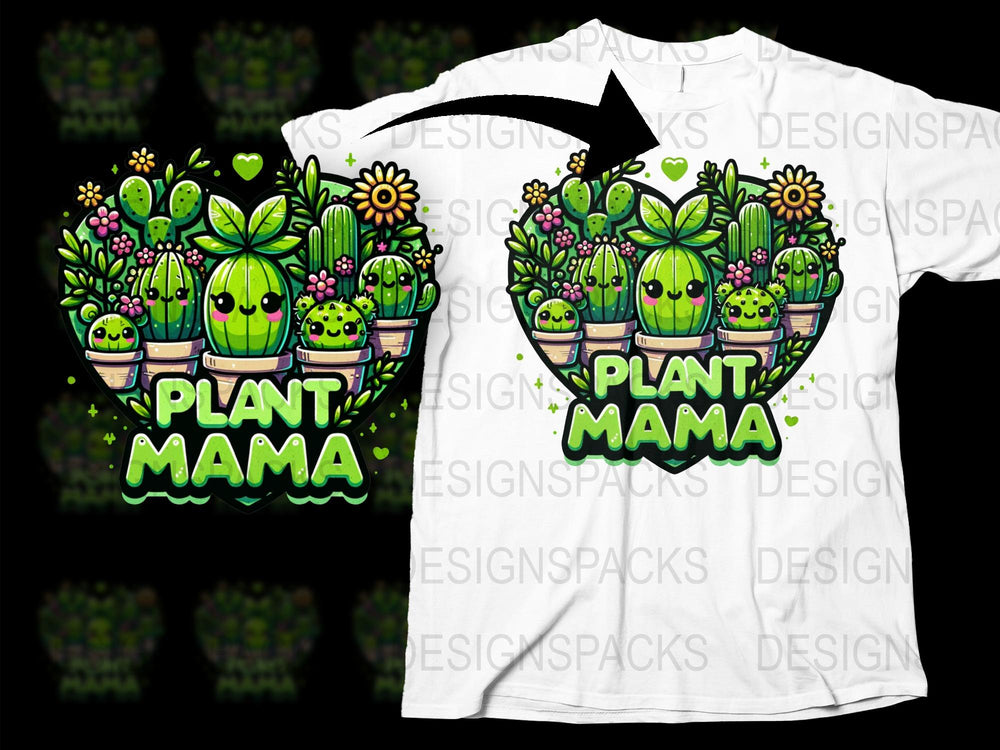 Plant Mama T-Shirt, Cute Cactus and Succulent Graphic Tee, Women's Floral Botanical Shirt, Gift for Gardeners