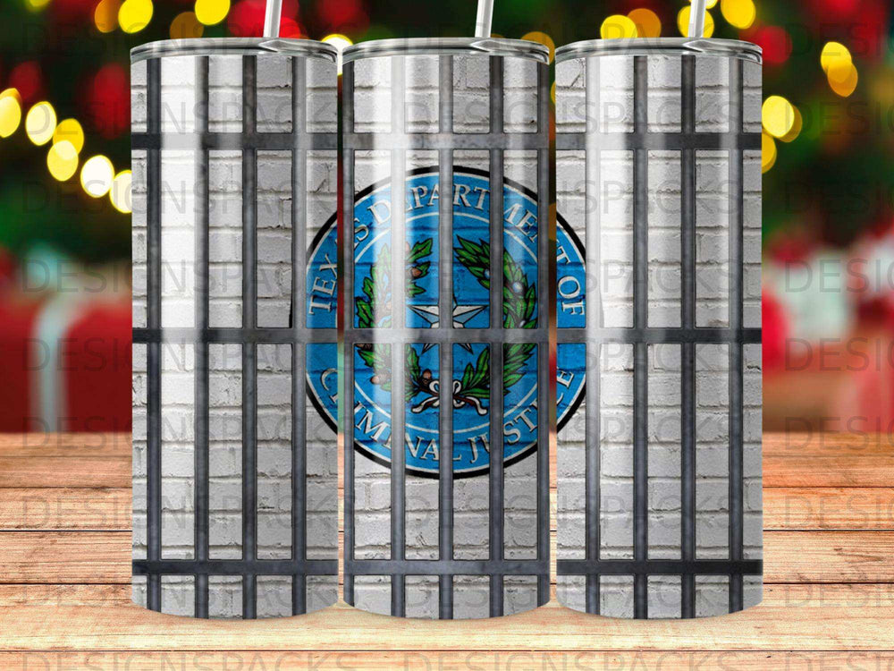 Texas Department of Criminal Justice logo on a prison cell background.