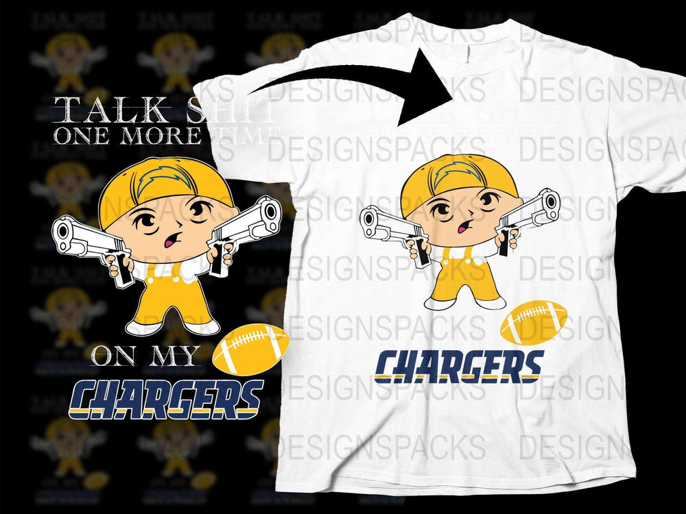 Chargers Football Fan T-Shirt, Cartoon Character Graphic, Sports Enthusiast Tee, Yellow and White Apparel