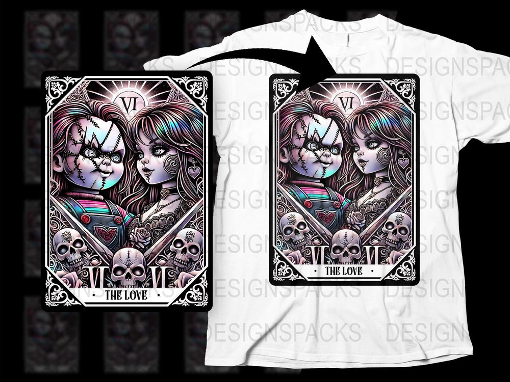 Gothic Tarot Card T-Shirt, The Lovers Design, Black Tee, Alternative Fashion, Unisex Shirt, Valentine's Day Gift