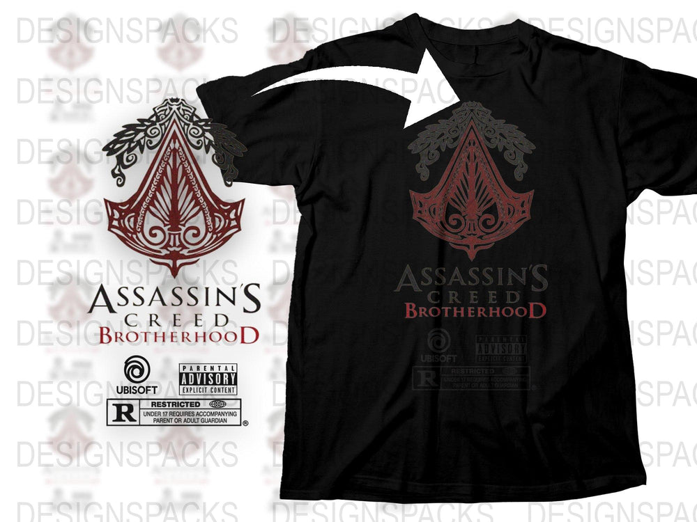 Assassin's Creed Brotherhood T-Shirt, Exclusive Video Game Merch, Collector's Edition Apparel, Black Cotton Tee