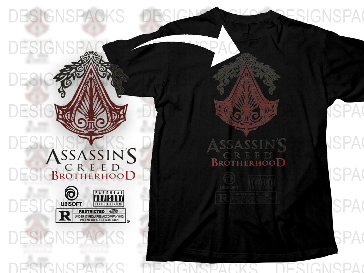 Assassin's Creed Brotherhood T-Shirt, Exclusive Video Game Merch, Collector's Edition Apparel, Black Cotton Tee