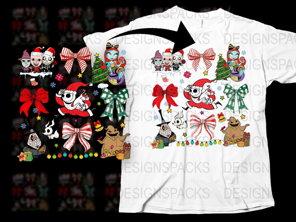Festive Holiday T-Shirt, Cute Christmas Skeleton Graphics, Youth and Adult Sizes, Unisex Holiday Apparel