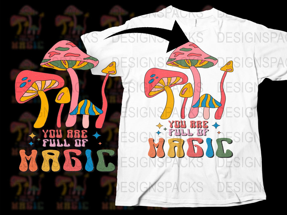 Colorful Magic Mushroom T-Shirt, Psychedelic Graphic Tee, Fun Festival Clothing, Unique Hippie Style Shirt, Gift Idea