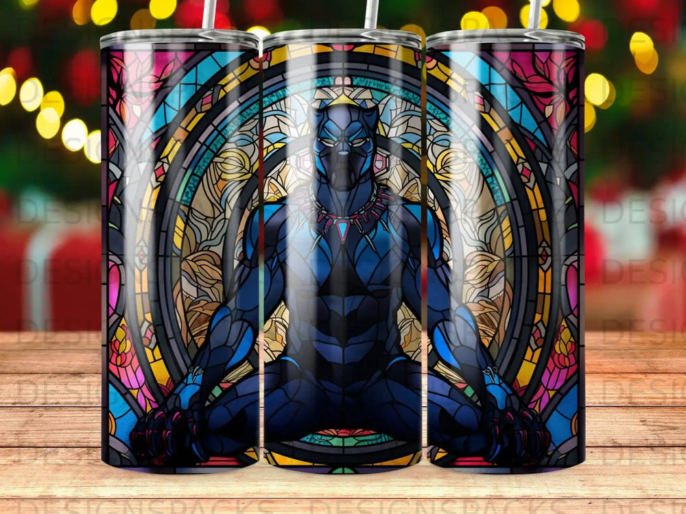 Black Panther in a stained-glass inspired design.