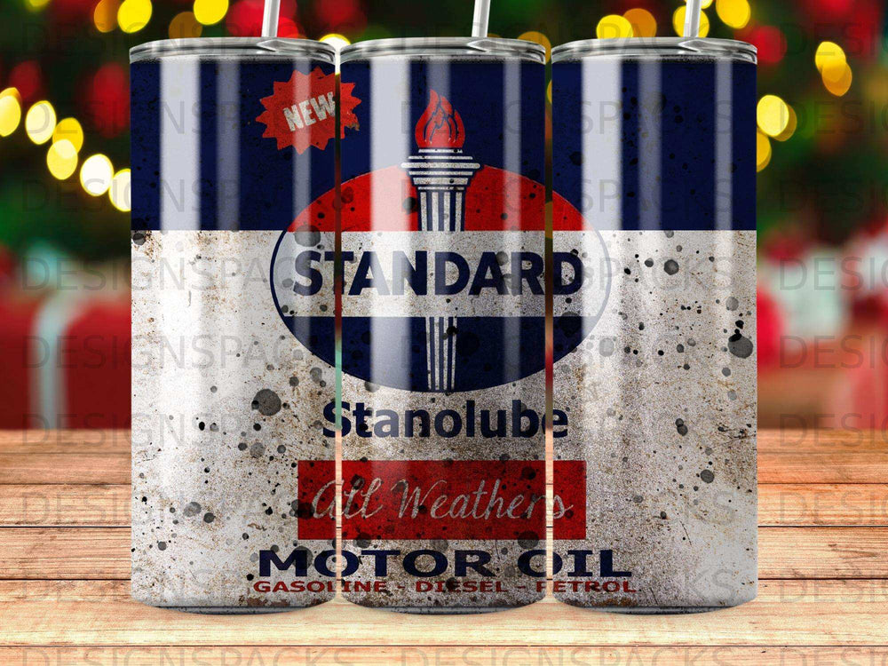Standard Oil Stanolube All Weather Motor Oil vintage tin design.