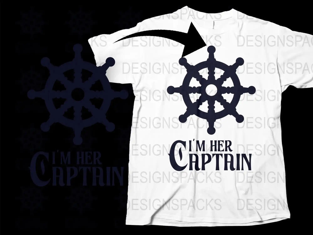 Nautical Couple T-Shirts, 'I'm Her Captain' and 'I'm His Anchor', Matching Sailor Tees, Navy Themed Tops, Graphic T-Shirt Set for Couples