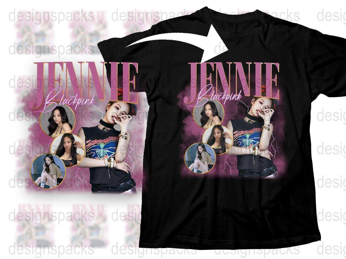 Jennie Blackpink Fan T-Shirt, Kpop Idol Graphic Tee, Korean Pop Music Merch, Stylish Casual Wear
