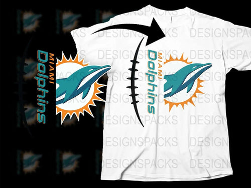 Miami Dolphins Graphic T-Shirt, Stylish NFL Team Logo Tee, White Casual Sports Shirt