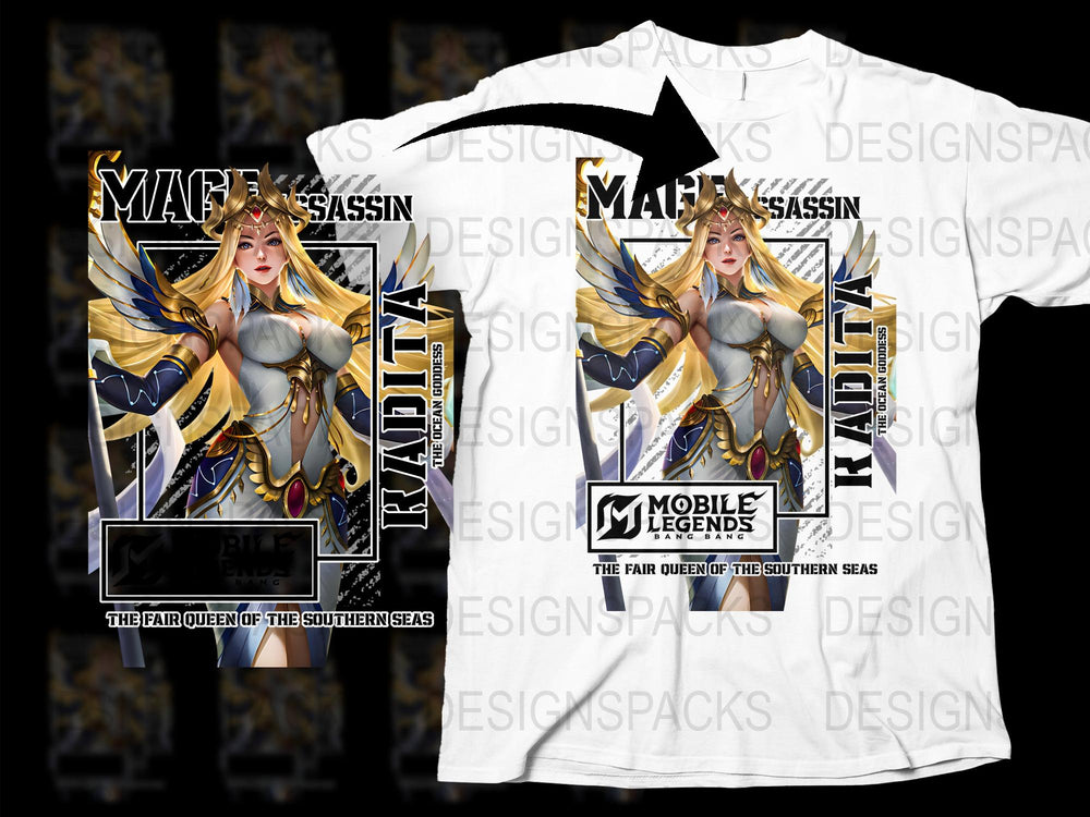 Mobile Legends Game T-Shirt, Miya the Assassin Graphic Tee, Fantasy Warrior Design, Unisex Fashion Apparel