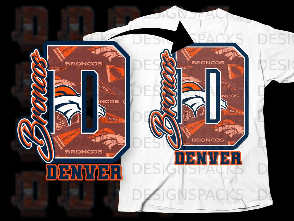 Denver Broncos Fan Design T-Shirt with Large Logo