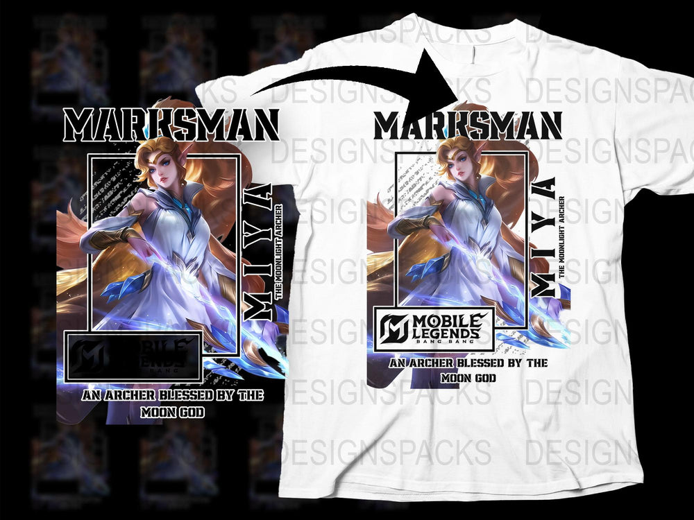 Mobile Legends Miya T-Shirt, Fantasy Archer Graphic Tee, Gamer Gift, Unique Character Design Shirt