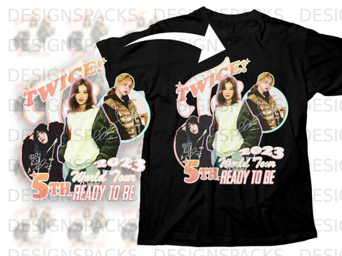 Black t-shirt featuring TWICE 