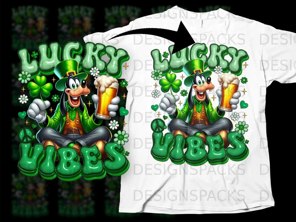 Goofy Leprechaun Shamrocks Beer Lucky Vibes product type