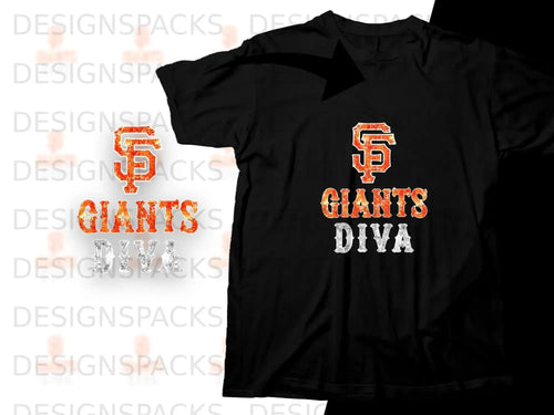 Black t-shirt with orange and white 