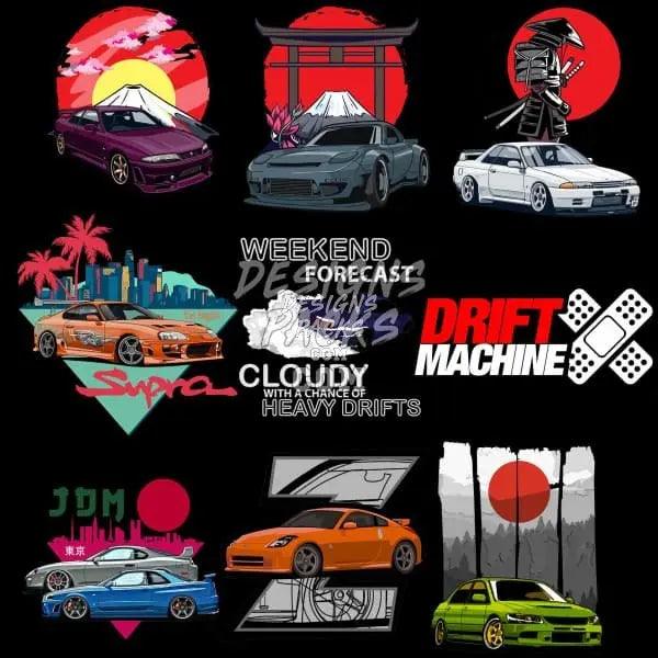 76 JDM Cars Designs Bundle PNG pack 2 designspacks