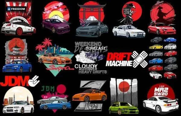 76 JDM Cars Designs Bundle PNG pack 2