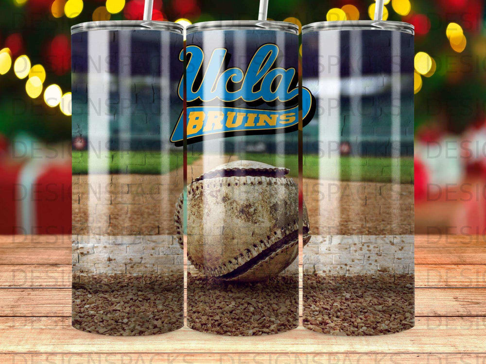 UCLA Bruins baseball on a blurred stadium background.