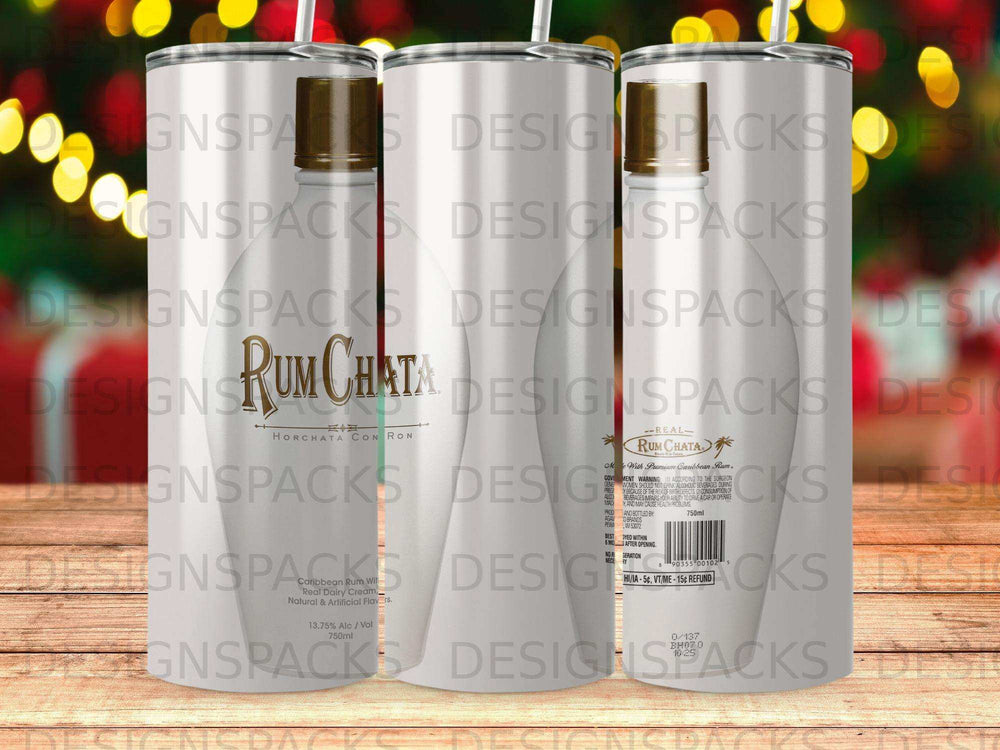 Rum Chata horchata con ron liqueur bottle with label details.