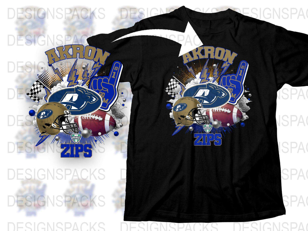 Akron Zips Graphic T-Shirt, College Football Fan Apparel, Sports Tee, Bold Graphic Design