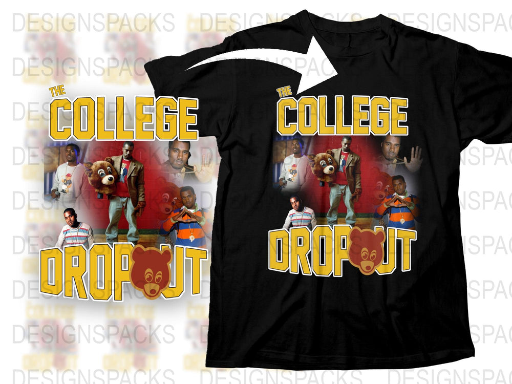 College Dropout Themed T-Shirt, Vintage Inspired Graphic Tee, Hip Hop Style Shirt