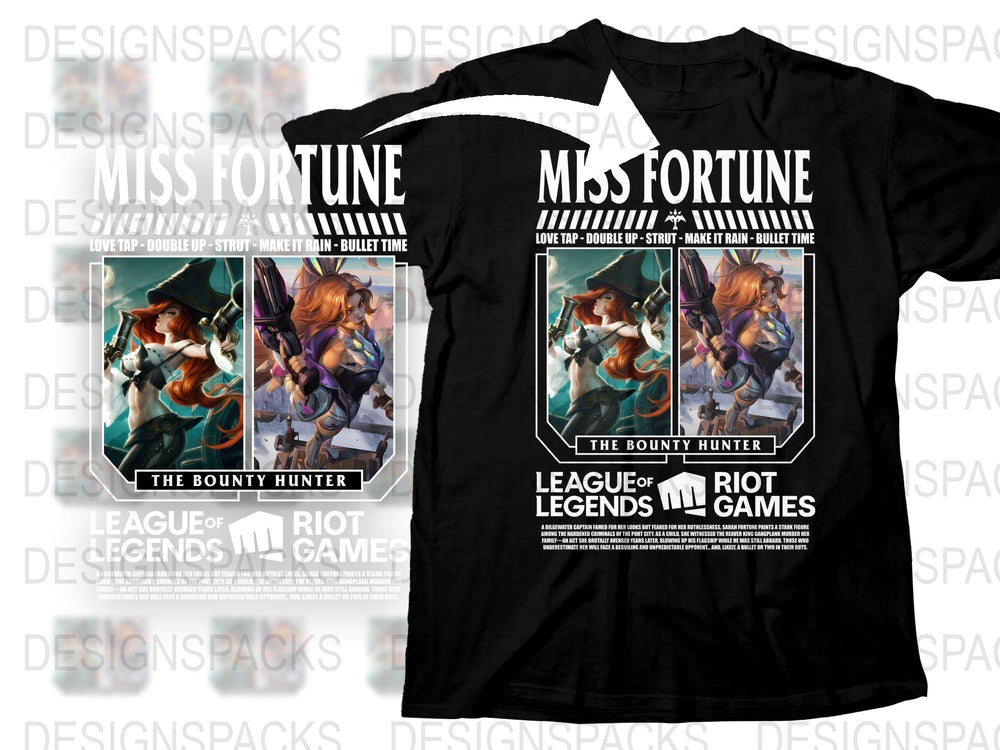 League of Legends Miss Fortune T-Shirt, The Bounty Hunter Graphic Tee, Gamer Apparel, Riot Games Merchandise
