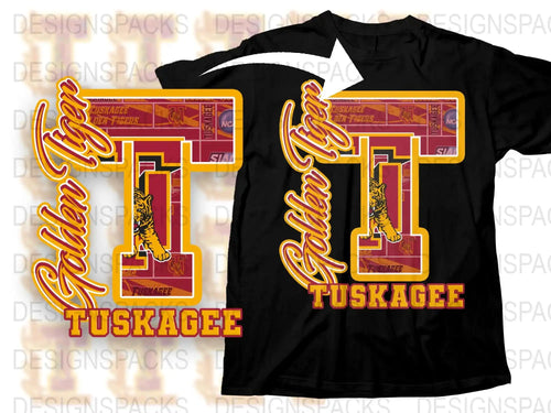 Tuskegee Golden Tigers T-Shirt, Vintage College Sports Tee, Retro Graphic Design, Unisex Fit