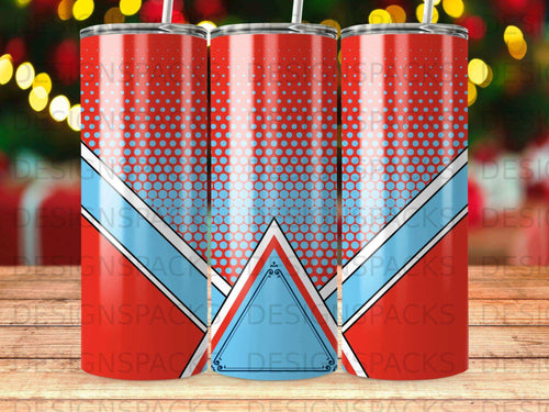Red blue halftone dot geometric triangle design product type